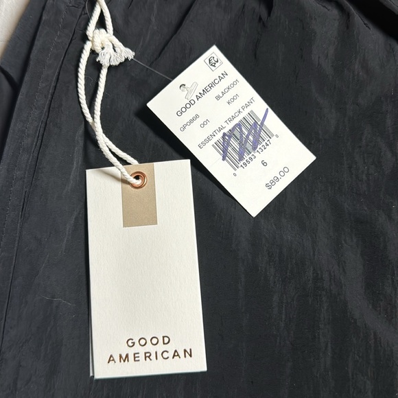 NWT Good American Essential Nylon Track Pant Black Size 6 (3x) - Picture 10 of 16